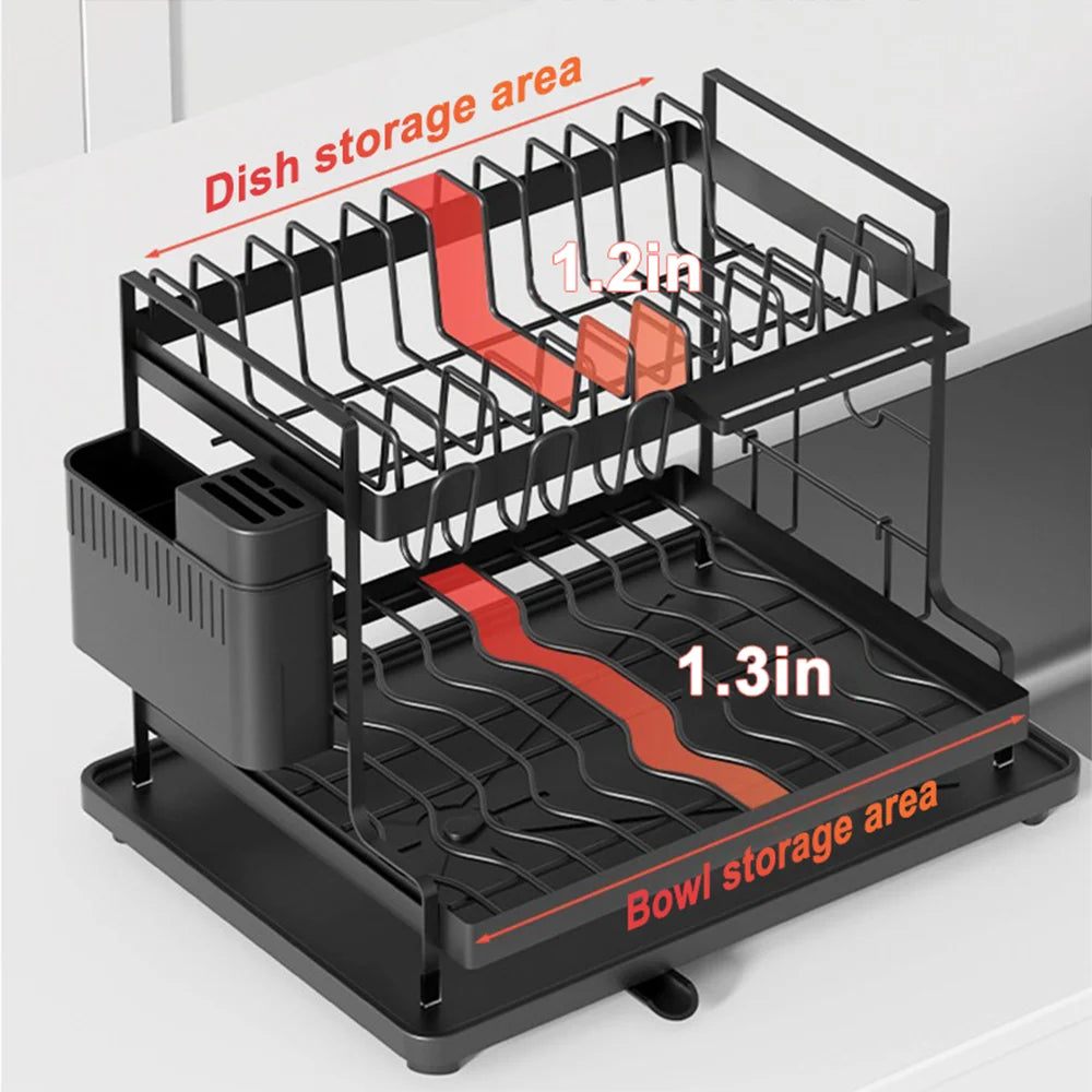 Rustproof 2-Tier Kitchen Dish Drying Rack