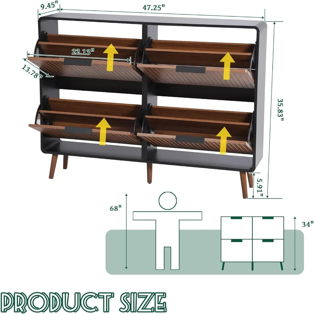 Fluted Large Shoe Cabinet