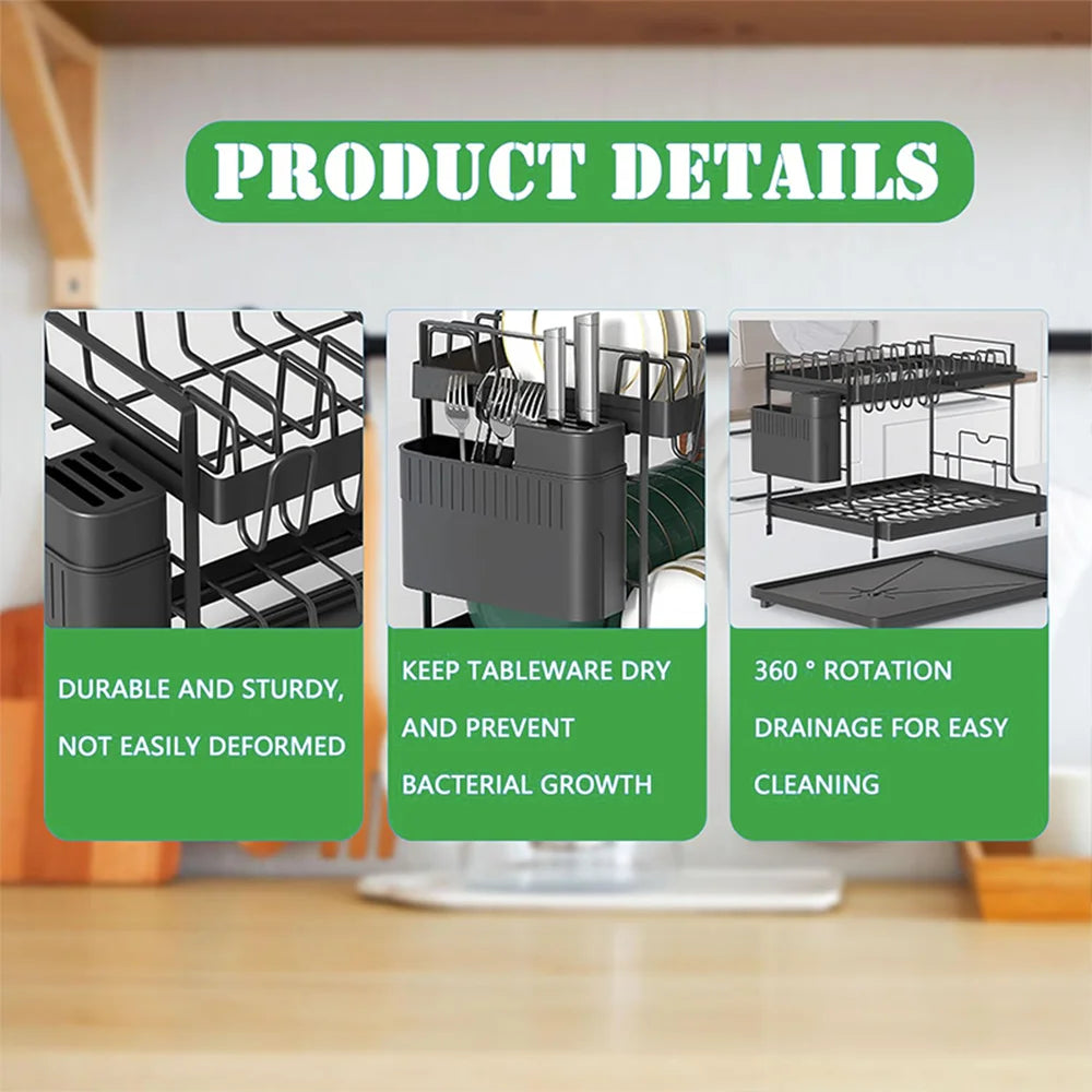 Rustproof 2-Tier Kitchen Dish Drying Rack