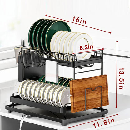 Rustproof 2-Tier Kitchen Dish Drying Rack