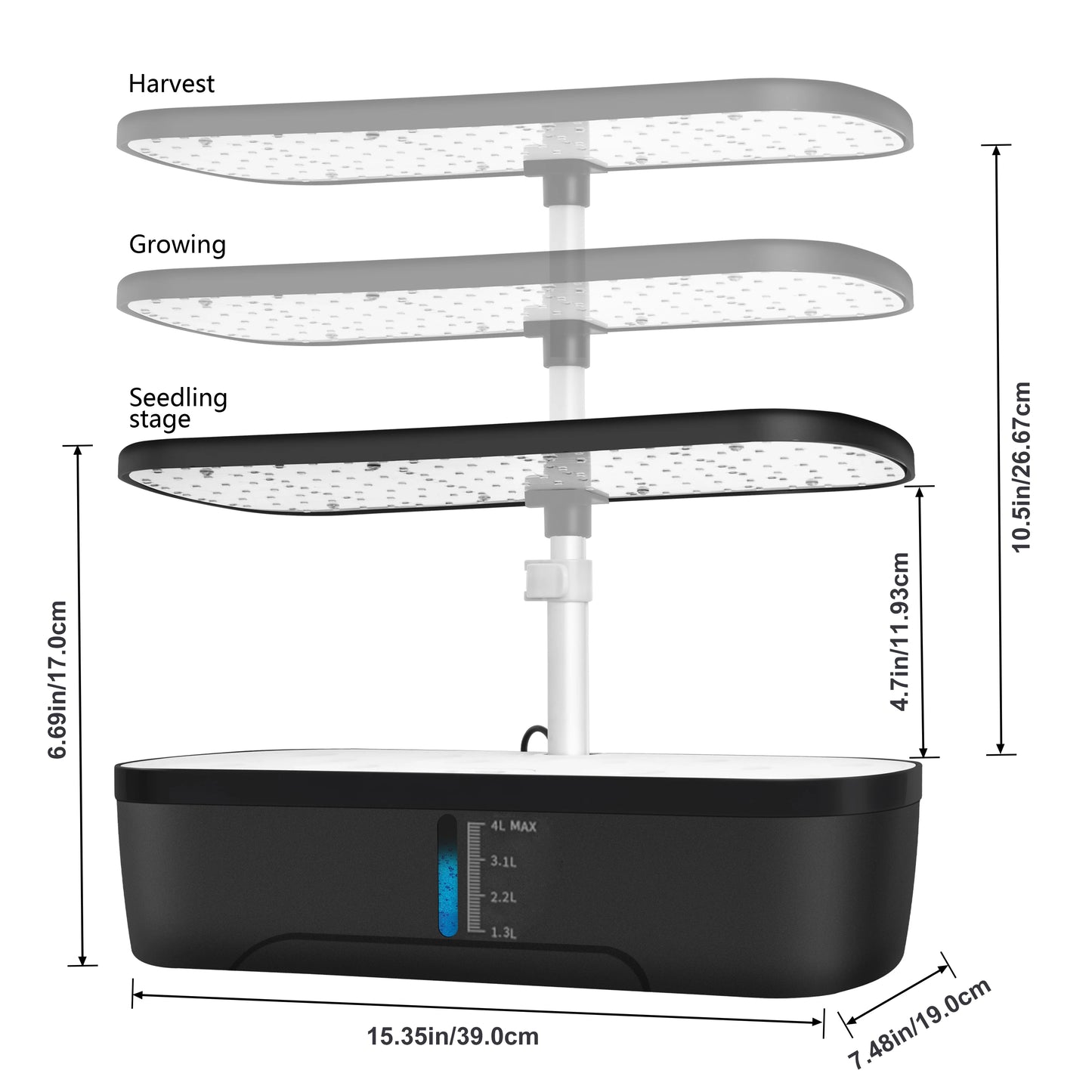 12-Pod Indoor Hydroponics Kit with LED Lights & Timer
