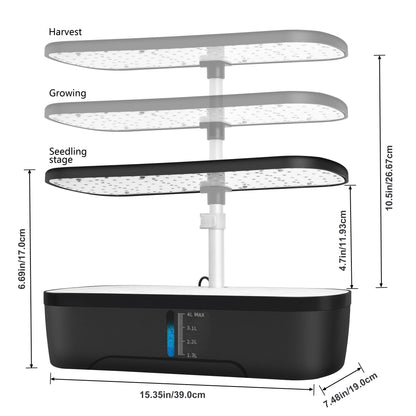 12-Pod Indoor Hydroponics Kit with LED Lights & Timer