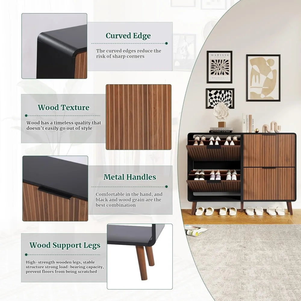 Fluted Large Shoe Cabinet