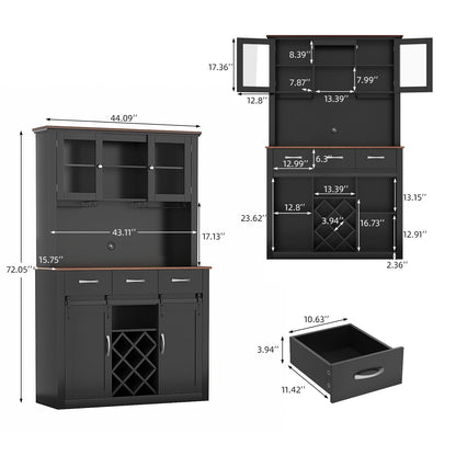 72" Kitchen Pantry & Bar Cabinet