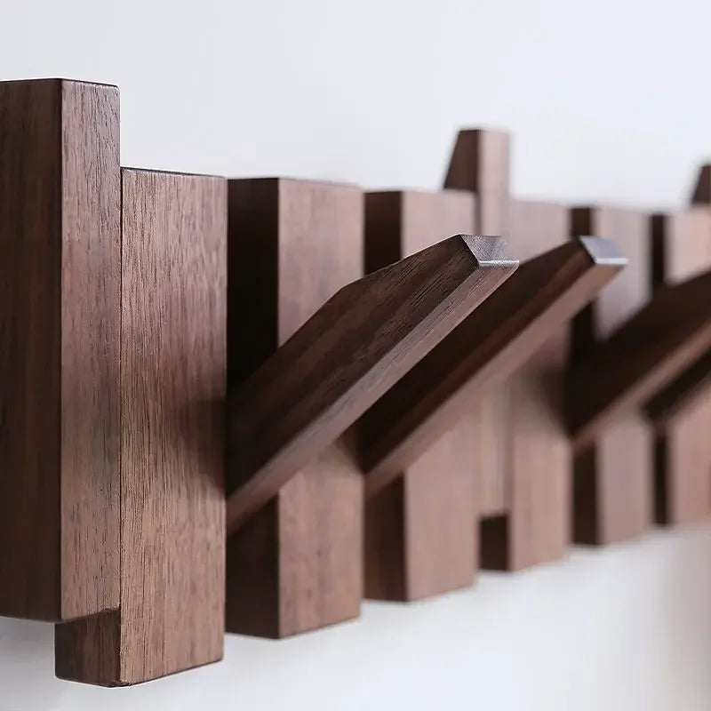 Wall Mounted Black Walnut Coat Rack