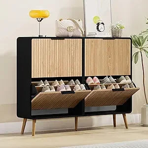 Fluted Large Shoe Cabinet