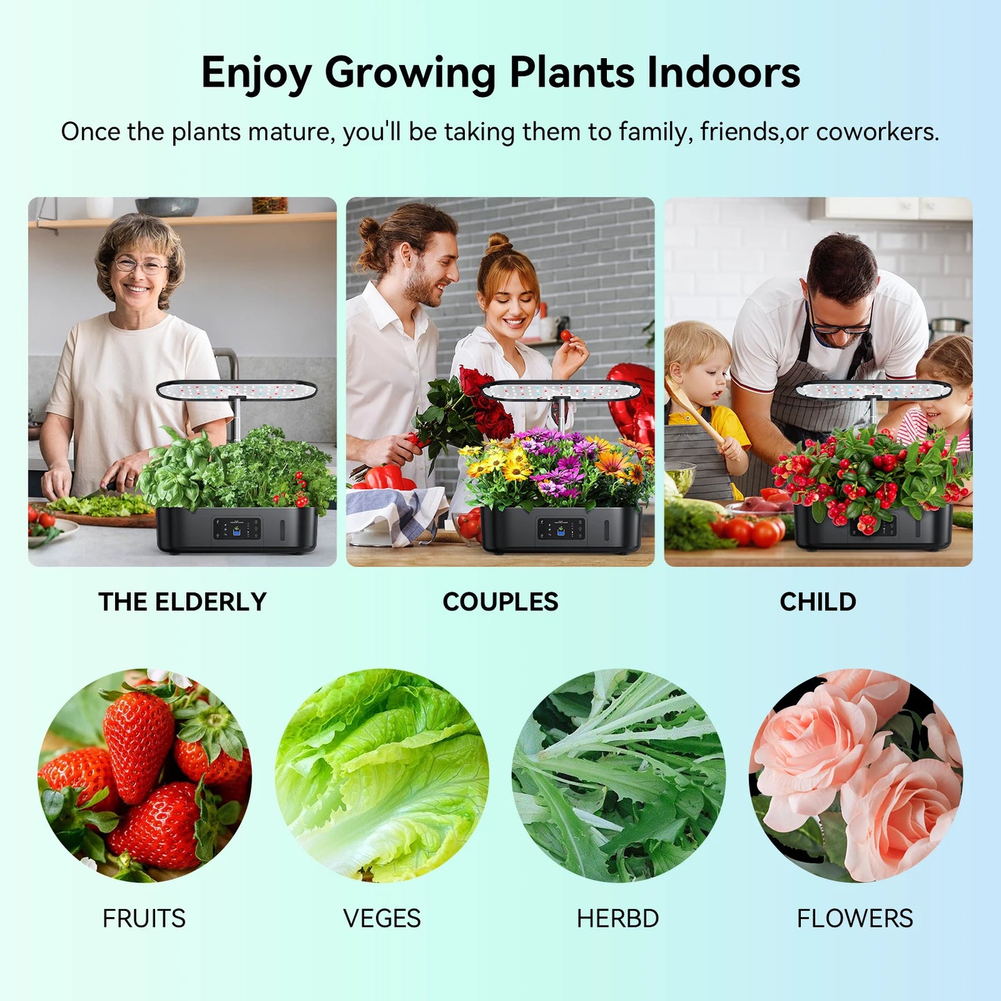 13-Pod Indoor Hydroponics Kit with LED Lights & Timer