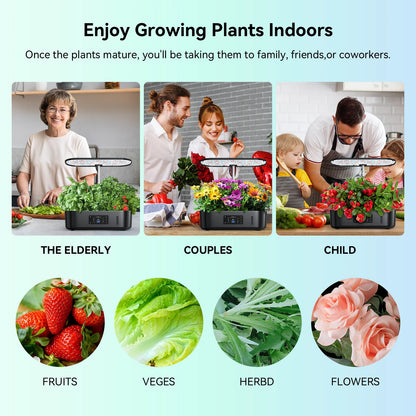 13-Pod Indoor Hydroponics Kit with LED Lights & Timer