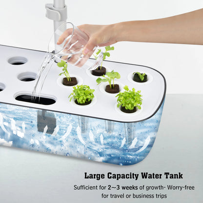12-Pod Indoor Hydroponics Kit with LED Lights & Timer
