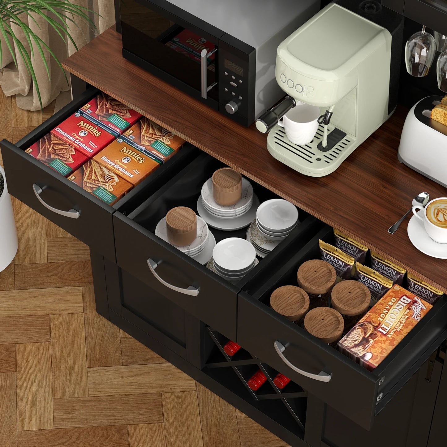 72" Kitchen Pantry & Bar Cabinet