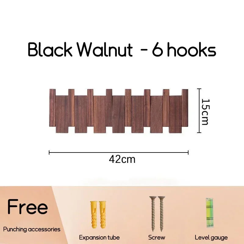 Wall Mounted Black Walnut Coat Rack