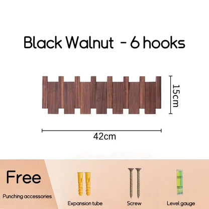 Wall Mounted Black Walnut Coat Rack