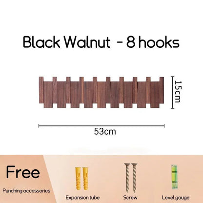 Wall Mounted Black Walnut Coat Rack