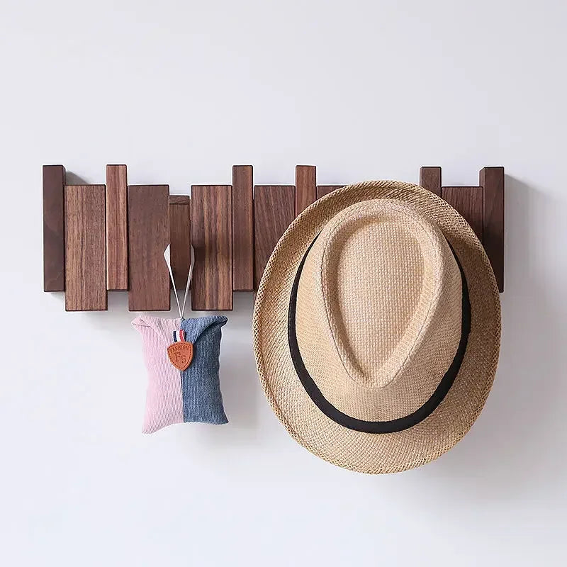 Wall Mounted Black Walnut Coat Rack