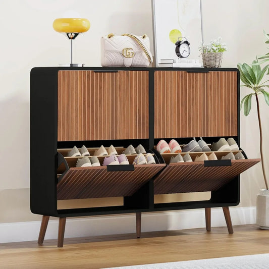 Fluted Large Shoe Cabinet