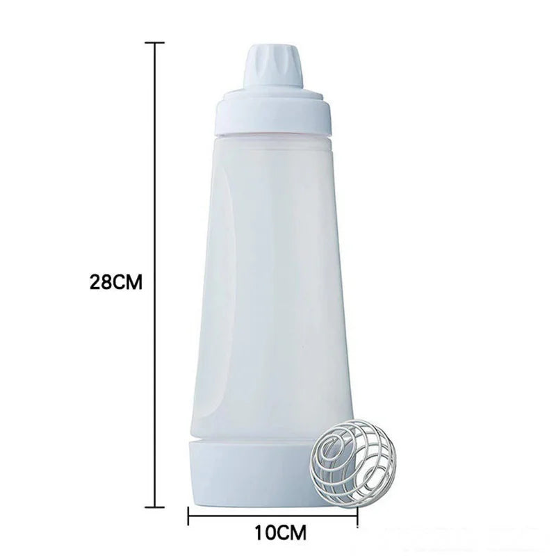 Handheld Pancake Batter Mixer Bottle with Blender Ball & Wire Whisk