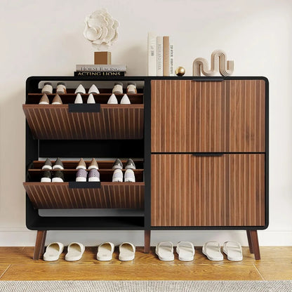 Fluted Large Shoe Cabinet