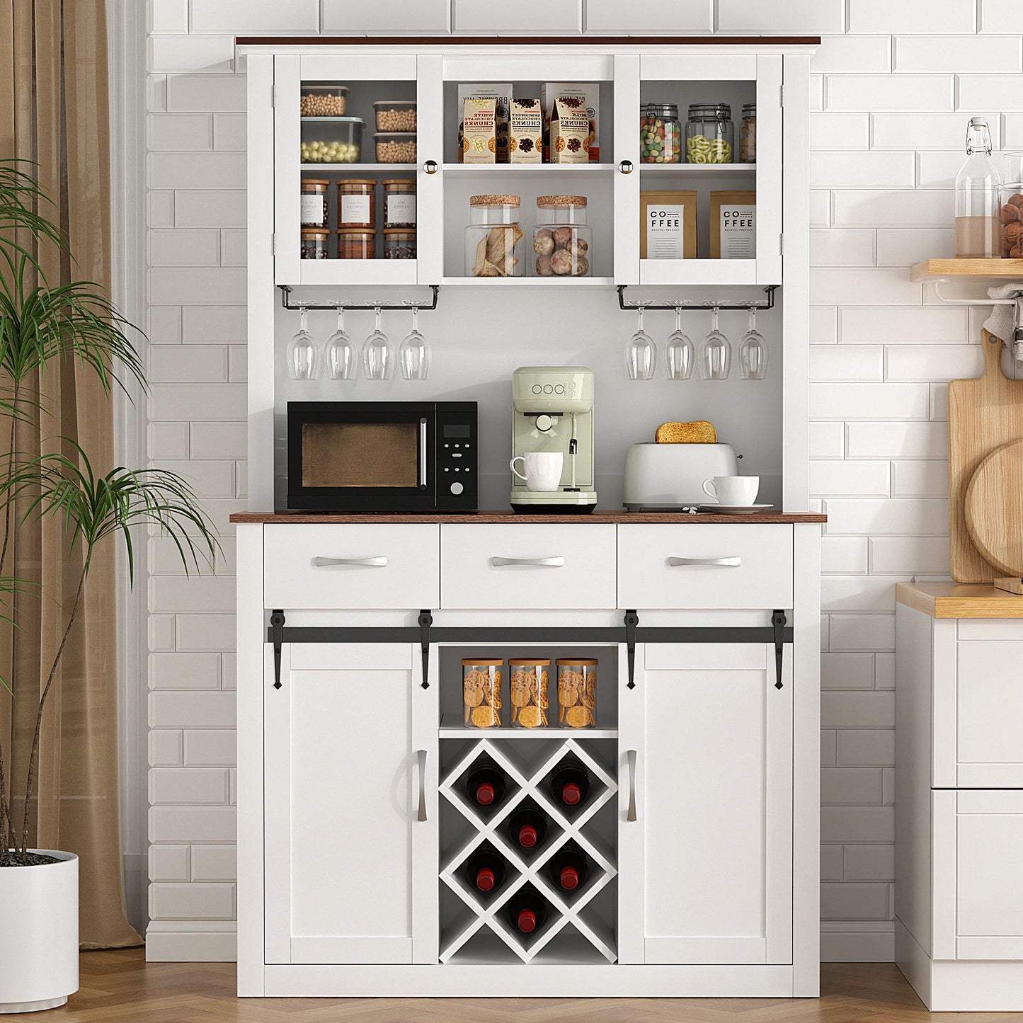 72" Kitchen Pantry & Bar Cabinet