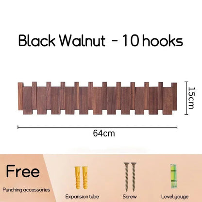 Wall Mounted Black Walnut Coat Rack