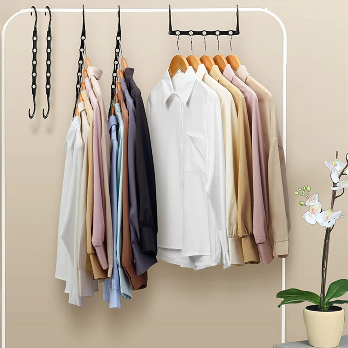 Multifunctional 5-Hole Folding Plastic Hanger – Space-Saving & Windproof
