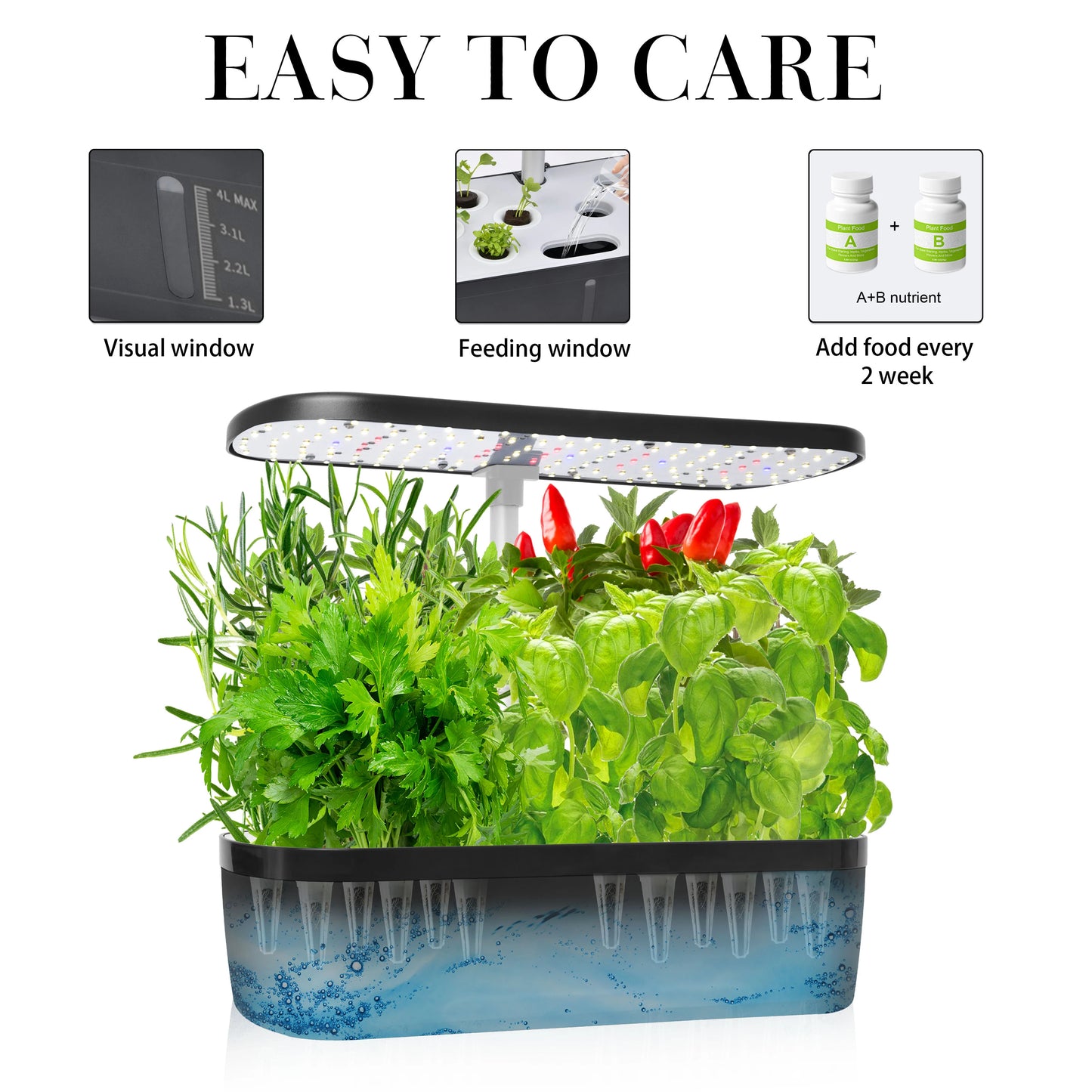 12-Pod Indoor Hydroponics Kit with LED Lights & Timer