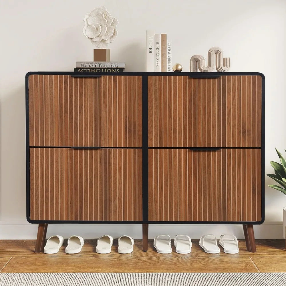 Fluted Large Shoe Cabinet