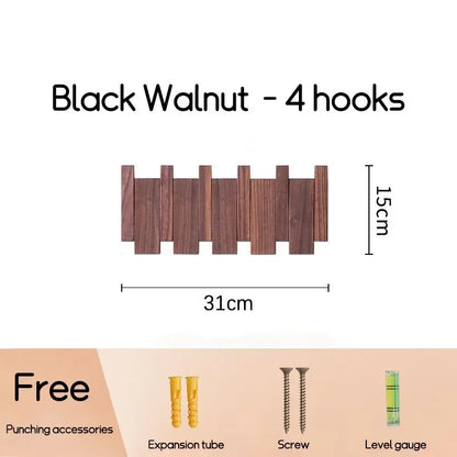 Wall Mounted Black Walnut Coat Rack