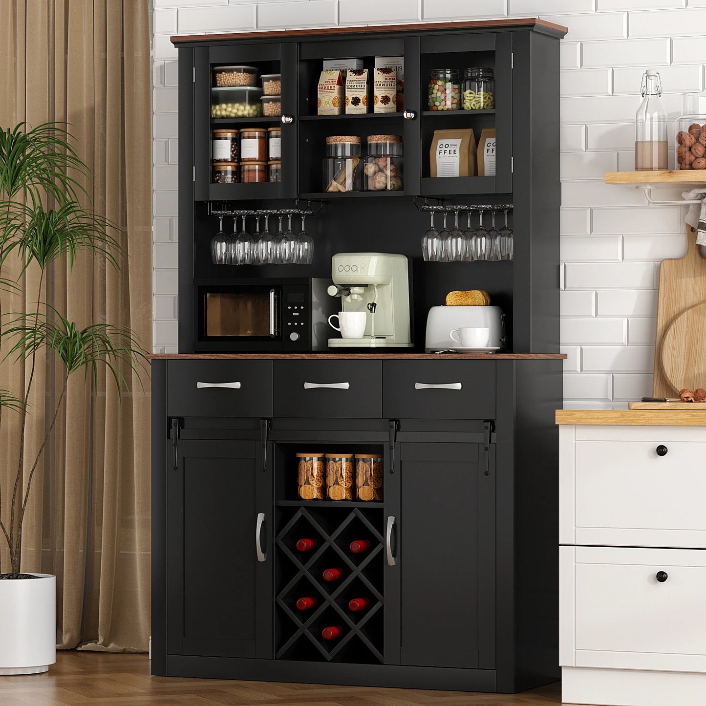 72" Kitchen Pantry & Bar Cabinet